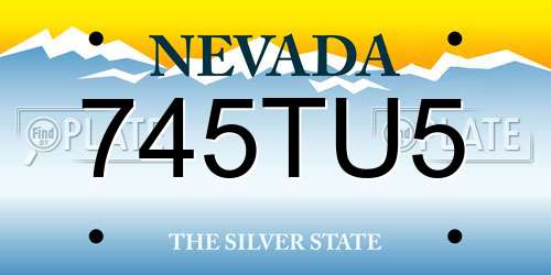 745TU5 Nevada License Plate