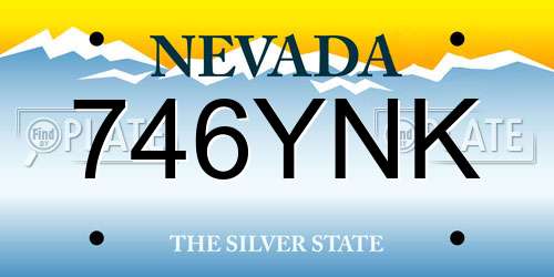 746YNK Nevada License Plate
