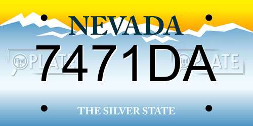 7471DA Nevada License Plate