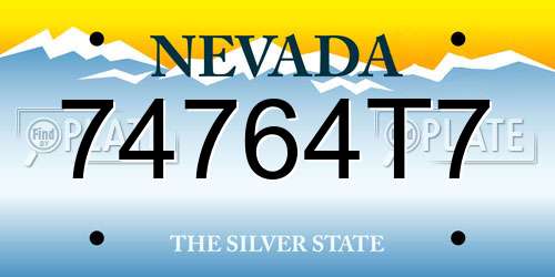 74764T7 Nevada License Plate