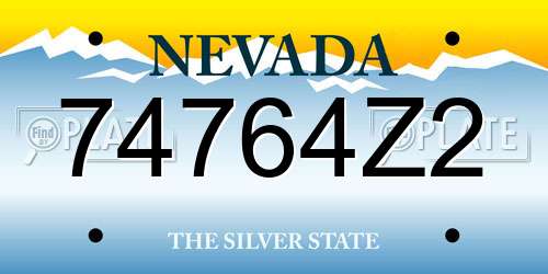 74764Z2 Nevada License Plate