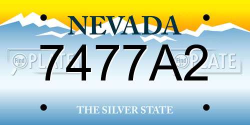 7477A2 Nevada License Plate