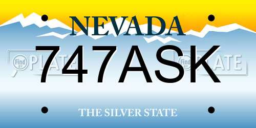 747ASK Nevada License Plate