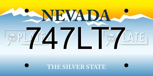 747LT7 Nevada License Plate