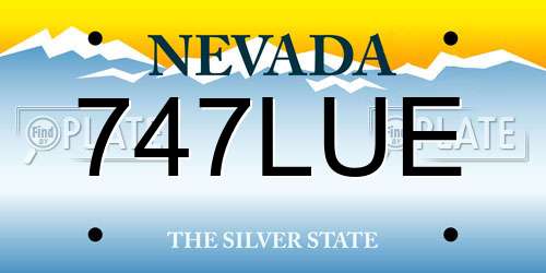 747LUE Nevada License Plate