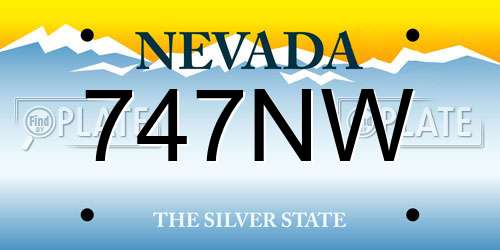 747NW Nevada License Plate