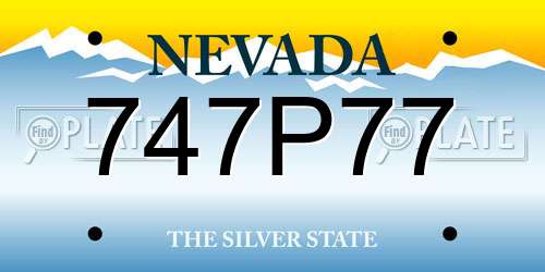 747P77 Nevada License Plate