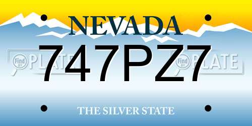 747PZ7 Nevada License Plate