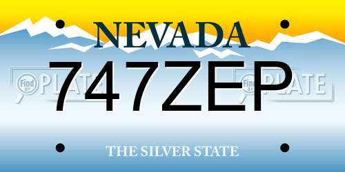 747ZEP Nevada License Plate
