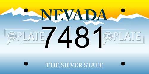 7481 Nevada License Plate