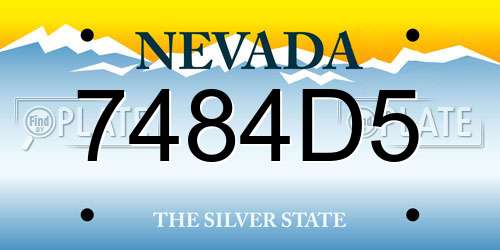 7484D5 Nevada License Plate