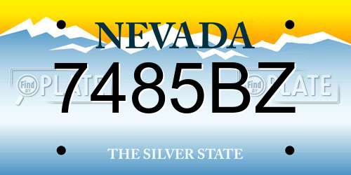7485BZ Nevada License Plate