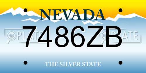 7486ZB Nevada License Plate