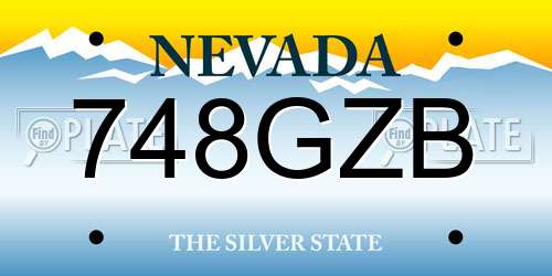748GZB Nevada License Plate