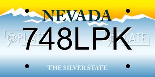 748LPK Nevada License Plate
