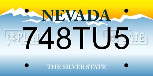748TU5 Nevada License Plate