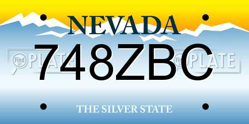 748ZBC Nevada License Plate