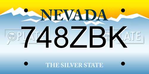 748ZBK Nevada License Plate