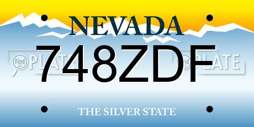 748ZDF Nevada License Plate