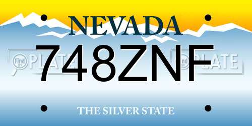 748ZNF Nevada License Plate