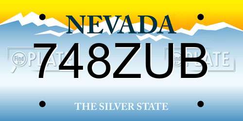 748ZUB Nevada License Plate