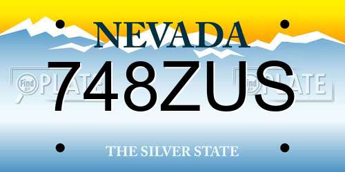 748ZUS Nevada License Plate