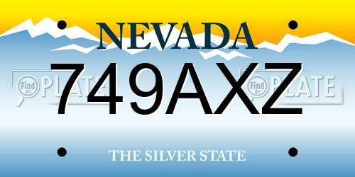 749AXZ Nevada License Plate