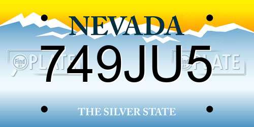 749JU5 Nevada License Plate