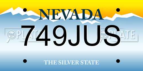 749JUS Nevada License Plate