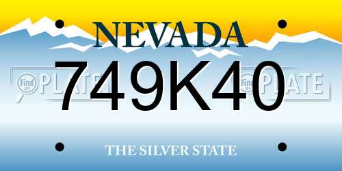 749K40 Nevada License Plate