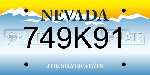 749K91 Nevada License Plate