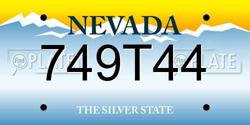 749T44 Nevada License Plate
