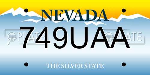 749UAA Nevada License Plate