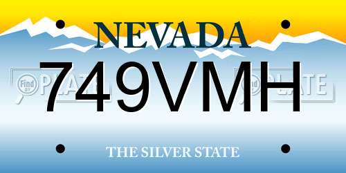 749VMH Nevada License Plate
