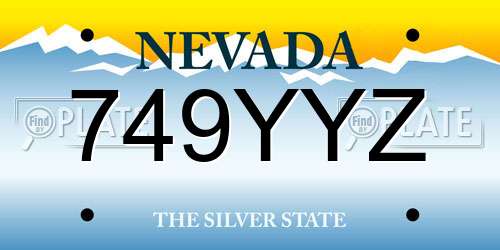 749YYZ Nevada License Plate