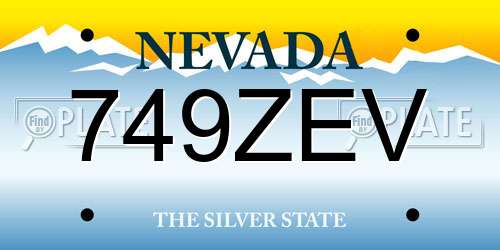 749ZEV Nevada License Plate