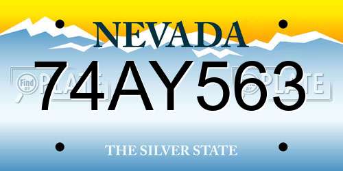 74AY563 Nevada License Plate
