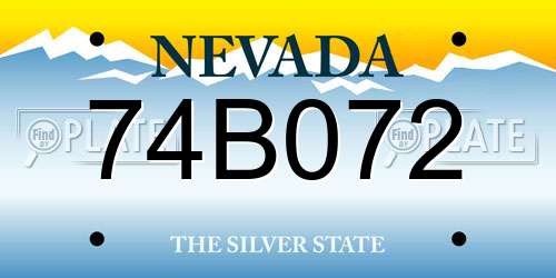 74B072 Nevada License Plate