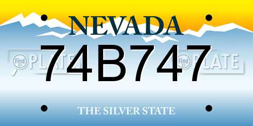 74B747 Nevada License Plate