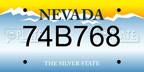 74B768 Nevada License Plate