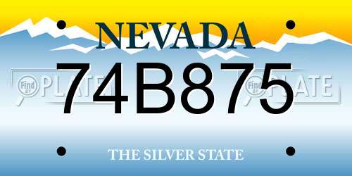 74B875 Nevada License Plate