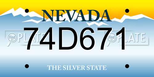 74D671 Nevada License Plate