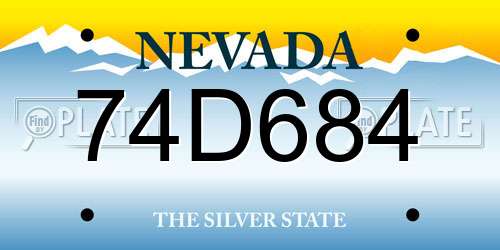 74D684 Nevada License Plate