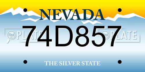 74D857 Nevada License Plate