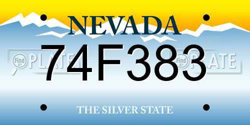 74F383 Nevada License Plate
