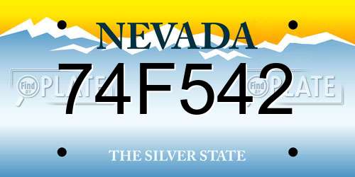 74F542 Nevada License Plate
