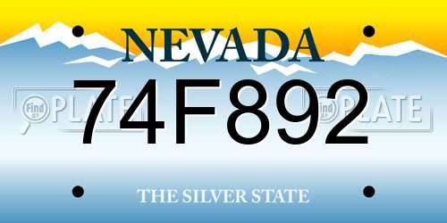74F892 Nevada License Plate