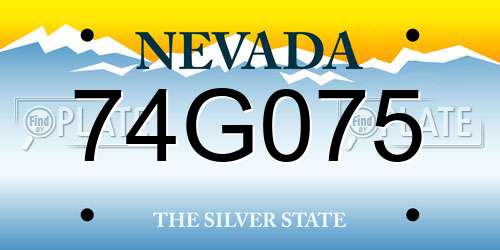 74G075 Nevada License Plate