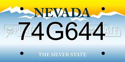 74G644 Nevada License Plate