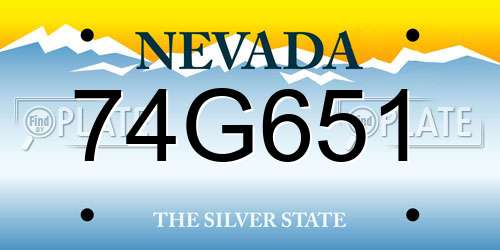 74G651 Nevada License Plate